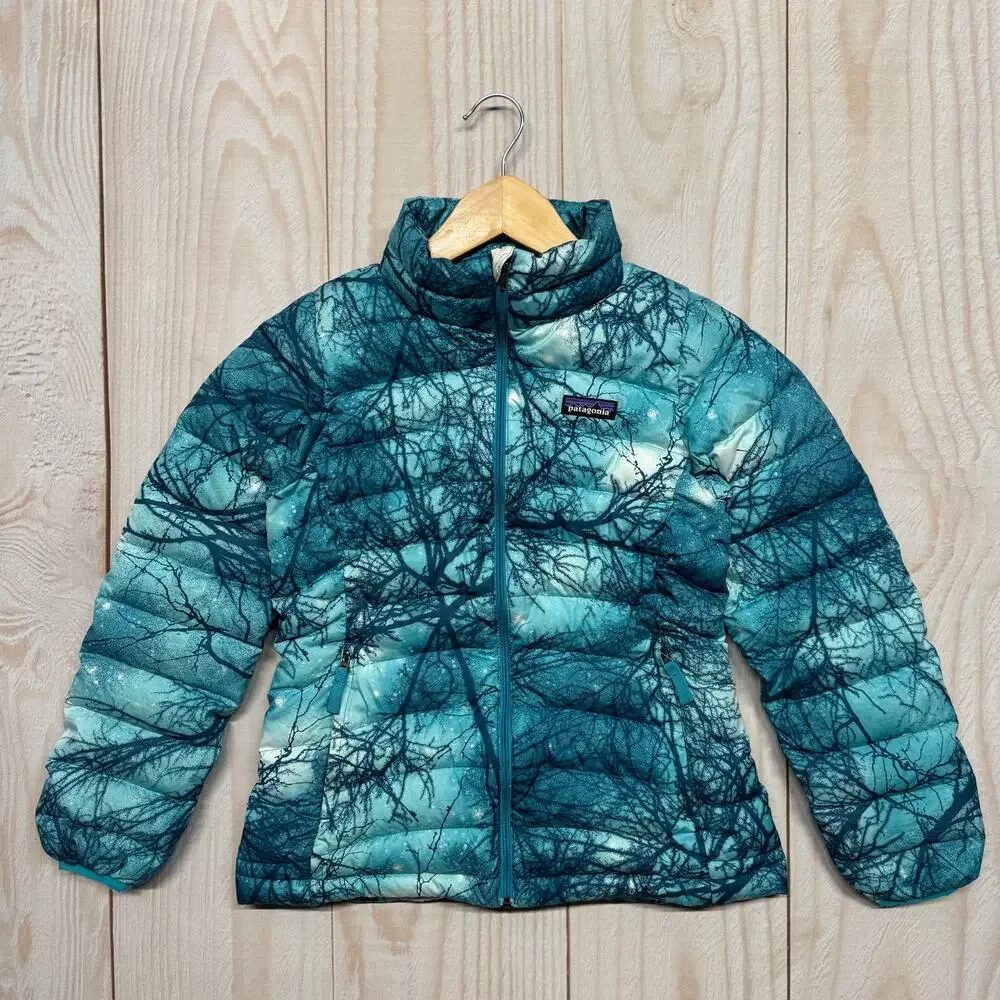 Patagonia Girls Duck Down 600 Fill Sweater Puffer Jacket Size M 10 Teal Tree - Picture 2 of 10